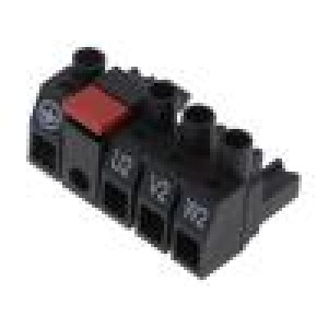 Rozpojovací svorkovnice 7,62mm póly: 4 černá svorky: 4