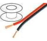 Kabel reproduktorový 2x1,5mm2 licna CCA černo-červená 100m