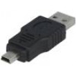 Adaptér USB A vidlice, USB B mini vidlice niklovaný