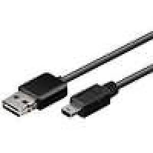 kabel USB B mini zástrčka, USB A zástrčka 1m  černý
