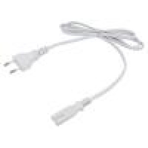 Kabel 2x0,5mm2 CEE 7/16 (C) vidlice,IEC C7 zásuvka PVC 1,2m