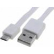Kabel plochý USB A vidlice, USB B micro vidlice 1m bilá