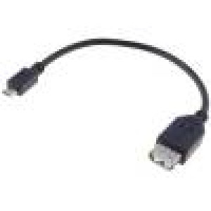 Kabel OTG,USB 2.0 USB A zásuvka,USB B micro vidlice 0,2m
