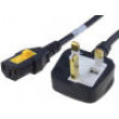 Kabel BS 1363 (G) vidlice, IEC C13 zásuvka 2m se zajištěním