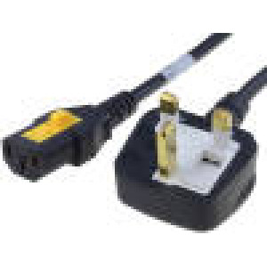 Kabel BS 1363 (G) vidlice, IEC C13 zásuvka 2m se zajištěním