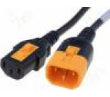 Kabel IEC C13 zásuvka, IEC C14 vidlice 0,6m se zajištěním