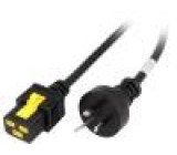 Kabel IEC C19 zásuvka AS 3112 vidlice 2m se zajištěním černá