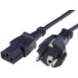 Kabel CEE 7/7 (E/F) vidlice, IEC C13 zásuvka 5m černá PVC