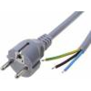 Kabel 3x0,75mm2 CEE 7/7 (E/F) vidlice,vodiče PVC 3m šedá 6A