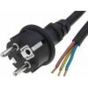 Kabel CEE 7/7 (E/F) vidlice, vodiče 1,5m černá neoprén 3x1mm2