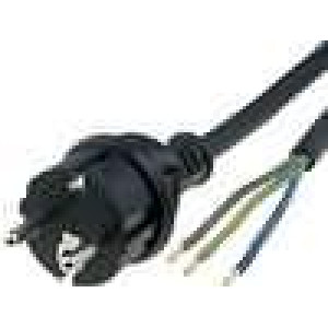 Kabel CEE 7/7 (E/F) vidlice, vodiče 3m černá guma 3x1mm2 10A