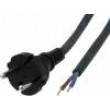 Kabel CEE 7/17 (C) vidlice, vodiče 1,5m černá guma 2x0,75mm2