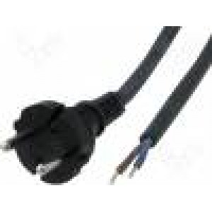 Kabel CEE 7/17 (C) vidlice, vodiče 1,5m černá guma 2x1mm2 16A