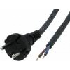 Kabel 2x1,5mm2 CEE 7/17 (C) vidlice,vodiče guma Dél: 2m černá