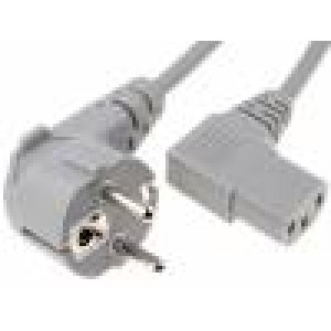 Kabel CEE 7/7 (E/F) úhlová vidlice, IEC C13 zásuvka 90° 1,8m