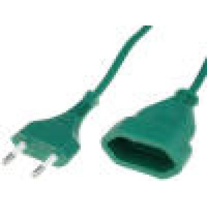 Prodlužovací síťový kabel Zásuvky: 1 PVC zelená 2x0,75mm2 3m