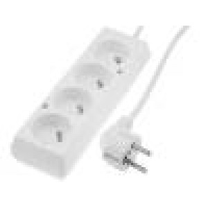 Prodlužovací síťový kabel Zásuvky: 4 PVC bílá 3x1mm2 1,5m 10A