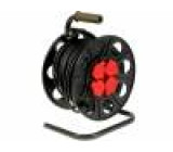 Prodlužovací síťový kabel bubnový Zásuvky: 4 guma černá 25m
