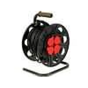 Prodlužovací síťový kabel bubnový Zásuvky: 4 guma černá 40m