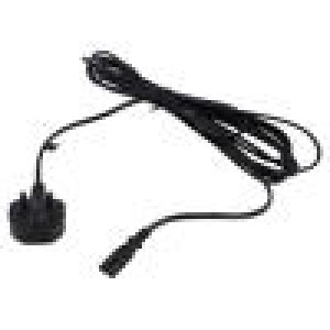 Kabel 2x0,75mm2 BS 1363 (G) vidlice,IEC C7 zásuvka PVC 5m