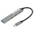 Hub USB USB A zásuvka x4,USB C vidlice USB 3.1 stříbrná