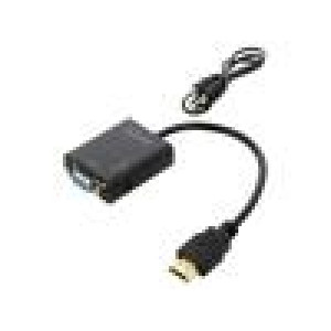 Adaptér HDMI vidlice,Jack 3,5mm zásuvka,zásuvka VGA černá