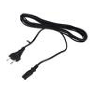 Kabel 2x0,75mm2 CEE 7/16 (C) vidlice,IEC C7 zásuvka PVC 5m