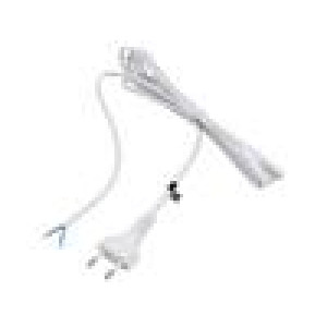 Kabel 2x0,75mm2 CEE 7/16 (C) vidlice,vodiče PVC 3m bílá 2,5A