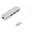 Hub USB RJ45 zásuvka,USB A zásuvka x3,USB C vidlice USB 3.0