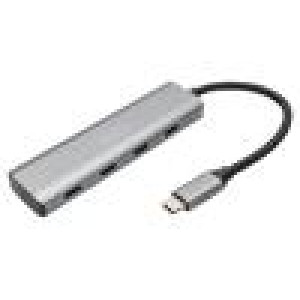Hub USB USB C zásuvka x4,USB C vidlice USB 3.0 šedá 5Gbps