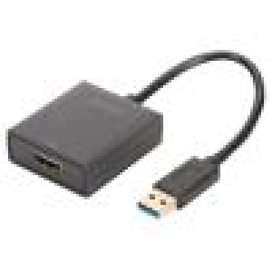 Adaptér USB 3.2 HDMI zásuvka,USB A vidlice 150mm černá