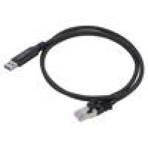 Kabel USB 3.0 RJ45 vidlice,USB A vidlice niklovaný 3m černá