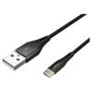 Kabel USB 2.0 USB A vidlice,USB C vidlice niklovaný 0,1m