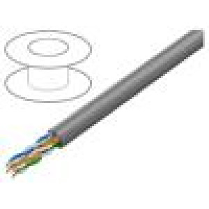 Vodič U/UTP 4x2x25AWG 5e drát Cu PVC šedá 100m Økab: 5,8mm