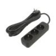 Prodlužovací síťový kabel 3x1mm2 Zásuvky: 3 guma černá 3m 10A