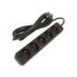 Prodlužovací síťový kabel 3x1mm2 Zásuvky: 5 guma černá 3m 10A