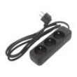 Prodlužovací síťový kabel 3x1mm2 Zásuvky: 3 guma černá 1,5m