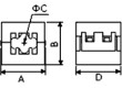 Ferit dvoudílný na kulatý kabel Ø:6,5mm 120Ω A:20,5mm B:20mm