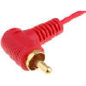 Kabel RCA vidlice úhlová, vodiče 0,2m červená