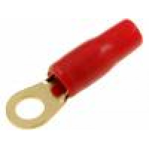 Konektor očkový M6 10mm2 zlacený izolovaná červená