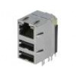 Zásuvka RJ45,USB A 8 PIN stíněný s diodou LED THT úhlový
