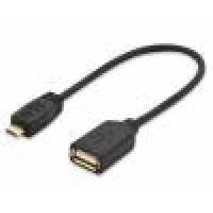 Kabel USB 2.0 USB A zásuvka, USB B micro vidlice zlacený 0,2m
