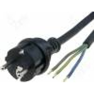 Kabel 3x2,5mm2 CEE 7/7 (E/F) vidlice,vodiče guma Dél: 3m 16A