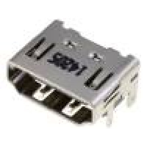 Konektor HDMI zásuvka PIN:19 Povrch zlacený úhlový SMT