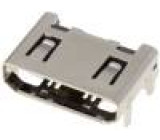 Konektor mini HDMI zásuvka s naváděcím kolíkem PIN:19 úhlový