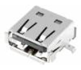 Zásuvka USB A na PCB SMT PIN:4 vodorovné V: USB 2.0 zlacený