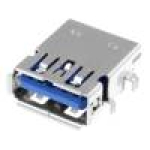 Zásuvka USB A na PCB THT úhlové 90° middle board mount