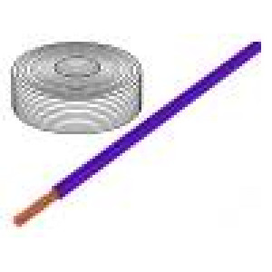 Kabel LifY licna Cu 0,1mm2 PVC fialová 100m