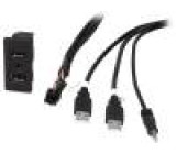 Prodlužovací kabel USB A zásuvka x2,Jack 3,5 mm 4pin zásuvka