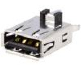 Zásuvka USB A na PCB THT PIN:4 přímý V: USB 2.0 zlacený